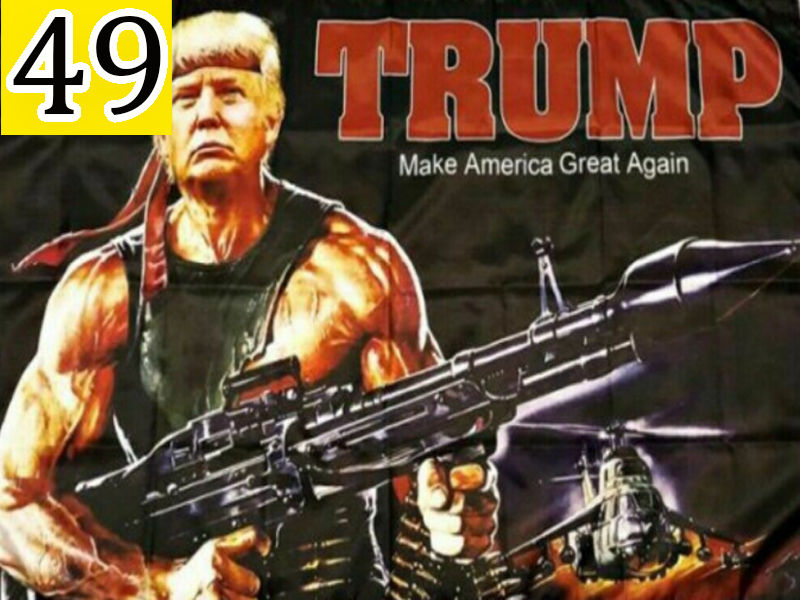 President Donald Trump Rambo USA flag