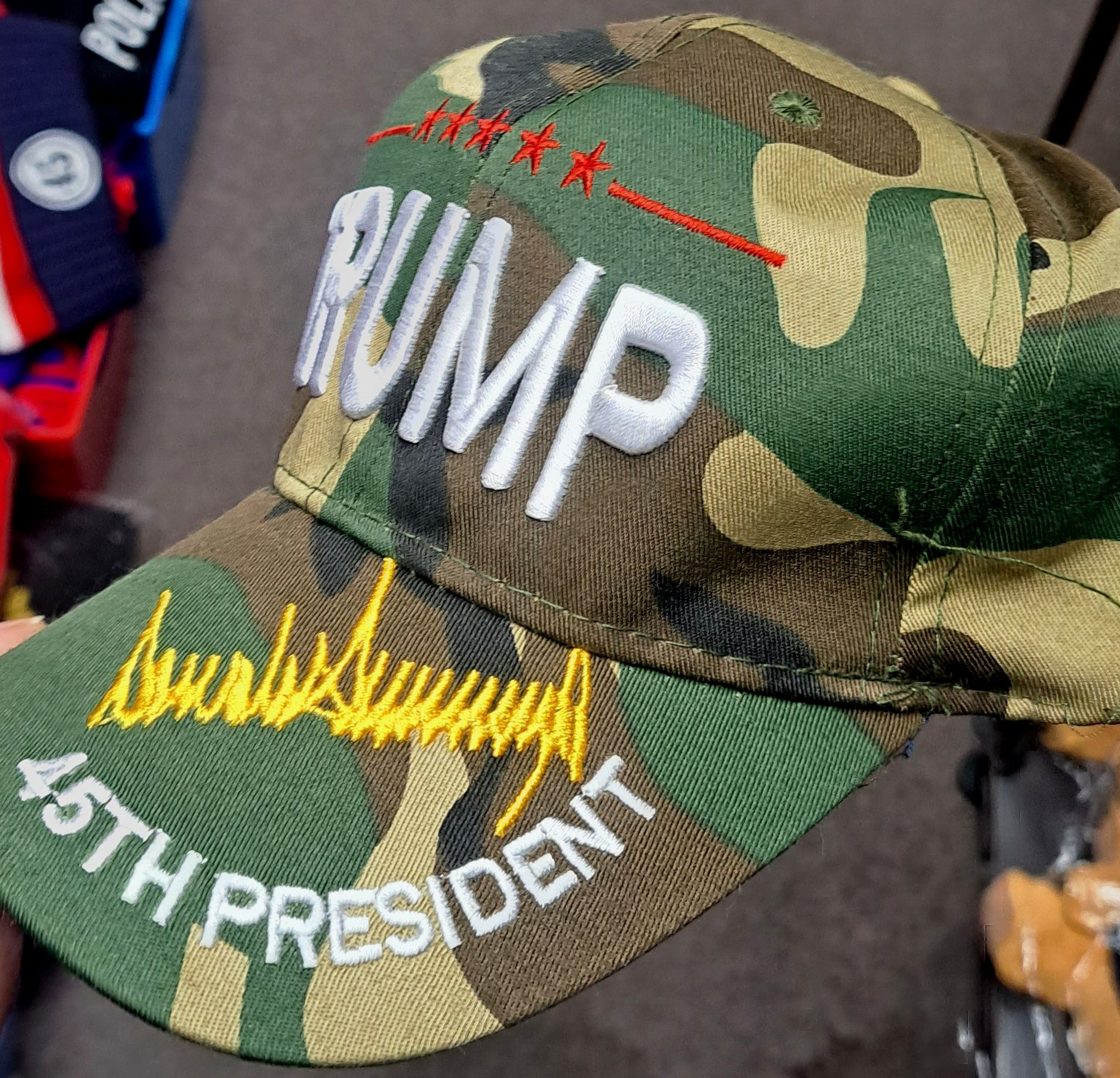 TRUMP 45th PRESIDENT Embroidered Cap Mossy Oak Orange Thread Hunting Camo - Foto 5