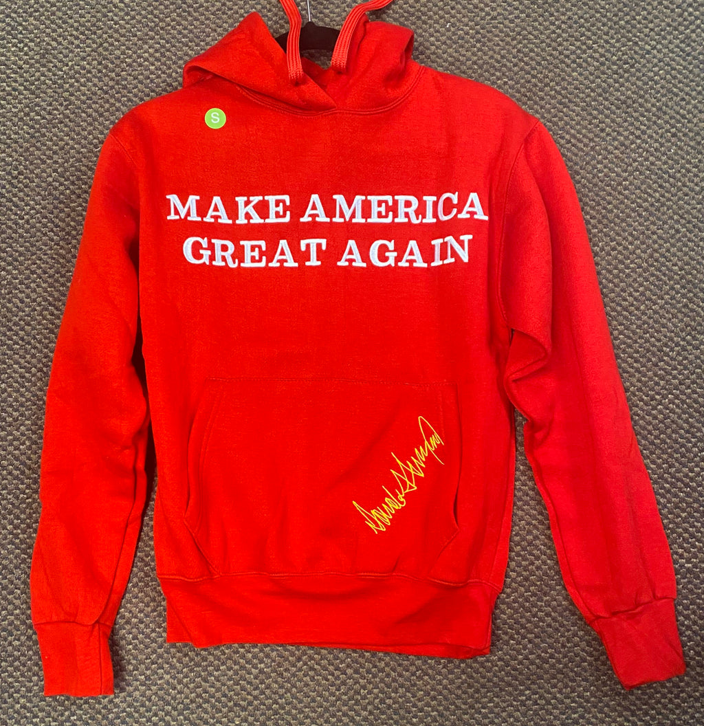 Embroidered "Make America Great Again" Red Trump signature hoodie