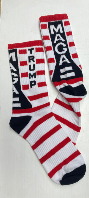 Men or Women's Red, White and Black Trump MAGA socks!!!