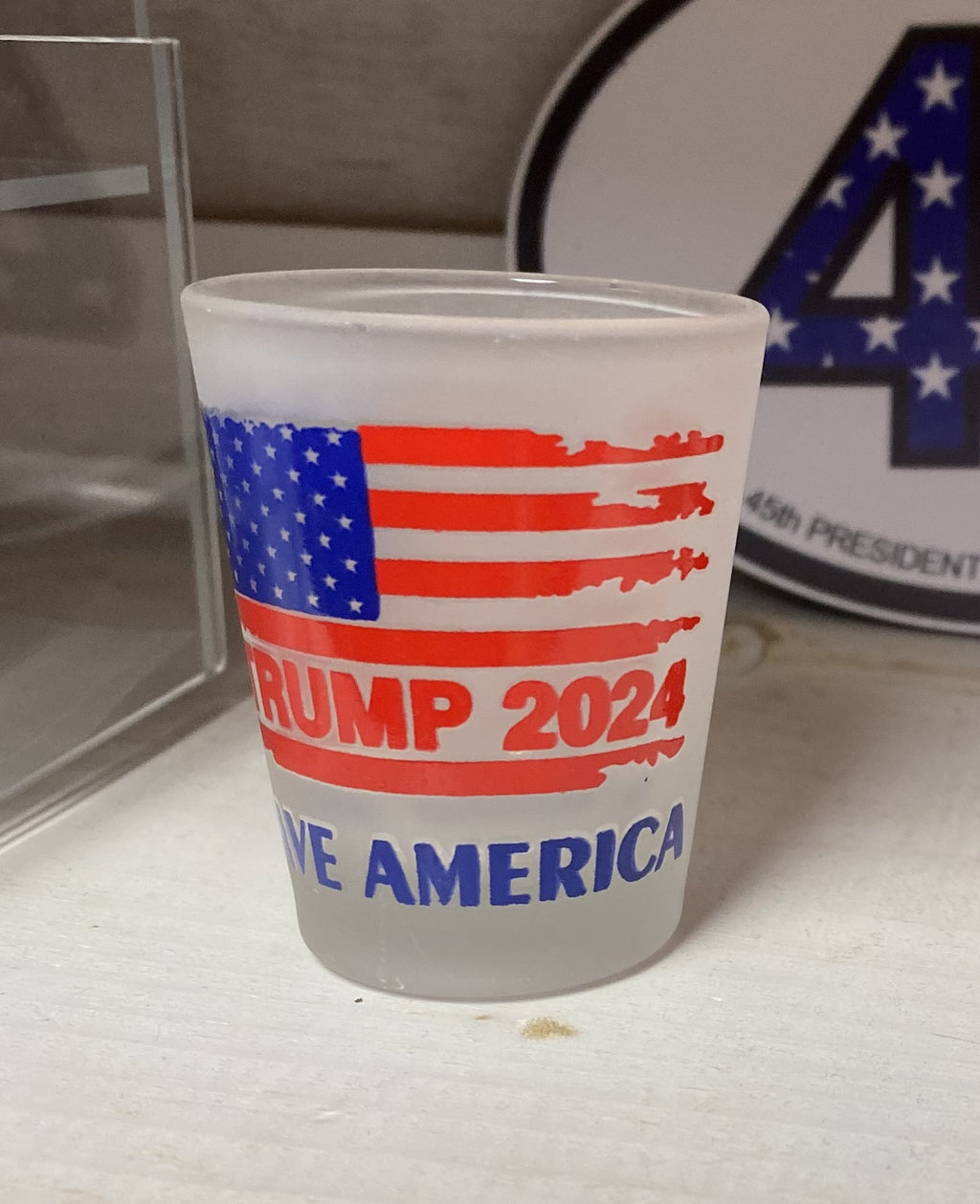 Trump 2024 Save America frosted shot glass