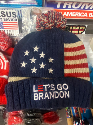 "Lets Go Brandon" Embroidered Winter knit beanie Hat