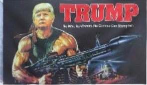 President Donald Trump Rambo USA flag